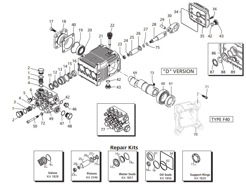 Pump repair kits for185808GS pump